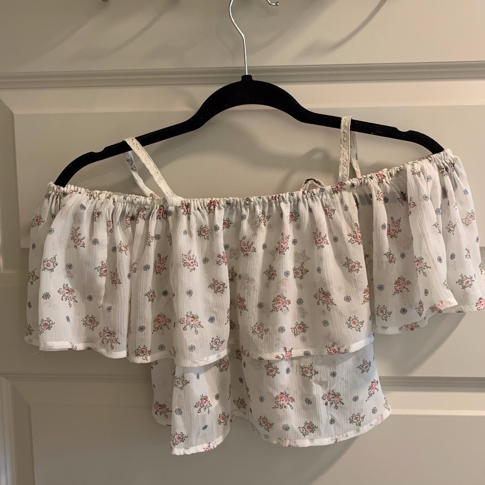Off Shoulder Floral Crop Top
